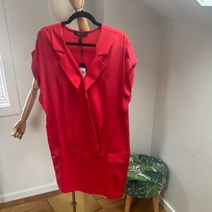 NWT Silk BCBGMaxAzria Red Berry Shirt Dress SzL